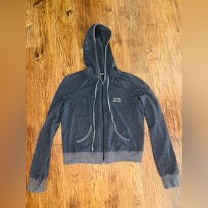 Bebe Sport Gray Long Sleeve Zip Up Hooded Hoodie Y2K Vintage Large